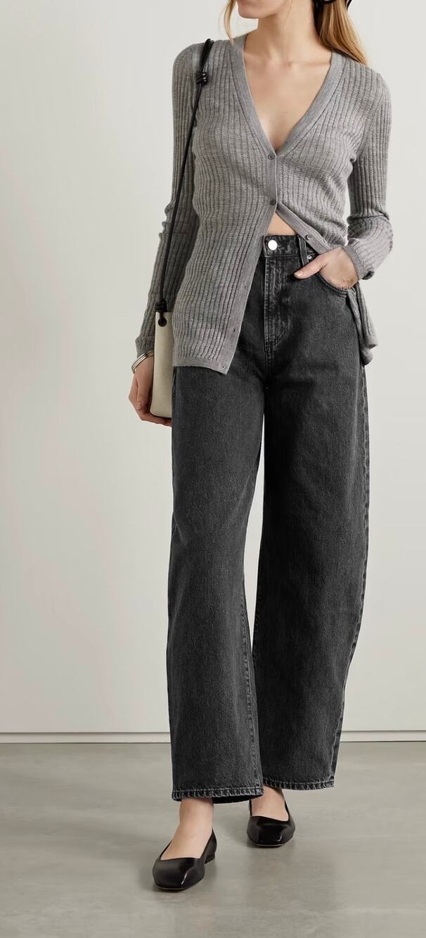 GOLDSIGN high-rise wide-leg jeans black size 27 (new)